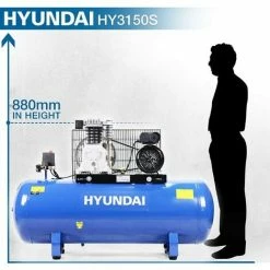 Air Compressor Hyundai HY3150S 150L Litre Belt Drive Electric Air Compressor 14cfm 145psi 10bar, 3hp, Blue -Hyundai Sales Shop 15680544 3