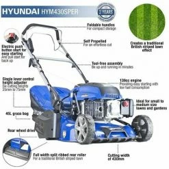 Petrol Roller Lawnmower Hyundai HYM430SPER Self Propelled 17" 43cm 430mm 139cc Electric Start - Includes 600ml Engine Oil -Hyundai Sales Shop 19686494 3