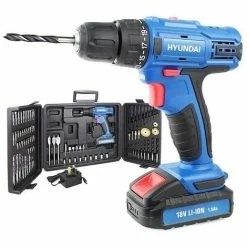 Cordless Drill Set Hyundai HY2175 18v 1.5AH Li-Ion With 89 Piece Drill Accessory Kit