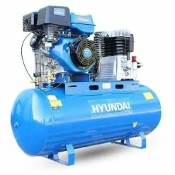 Petrol Air Compressor Hyundai HY140200PES Electric Start 29cfm, 14hp, 200L Litre Twin Cylinder Belt Drive