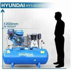 Petrol Air Compressor Hyundai HY140200PES Electric Start 29cfm, 14hp, 200L Litre Twin Cylinder Belt Drive -Hyundai Sales Shop 21977827 3
