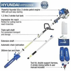 Petrol Pole Saw/Pruner/Chainsaw Hyundai HYPS5200X 52cc Long Reach -Hyundai Sales Shop 23422842 2