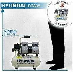 Silenced Air Compressor Hyundai HY5508 4CFM, 550w, 0.75HP, 8 Litre Oil Free Direct Drive -Hyundai Sales Shop 26973067 3