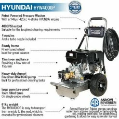 Hyundai 4000psi 420cc 15L/min Petrol Pressure Washer | HYW4000P 9 Hyundai 4000psi 420cc 15L/min Petrol Pressure Washer | HYW4000P -Hyundai Sales Shop 3222920 5