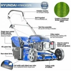Petrol Roller Lawnmower Hyundai HYM430SPR Self Propelled 17" 43cm 430mm 139cc - Includes 600ml Engine Oil -Hyundai Sales Shop 33164548 3