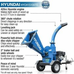 Hyundai 420cc 4.5” Petrol Wood Chipper With Electric-Start Engine | HYCH15100TE -Hyundai Sales Shop 35880914 3