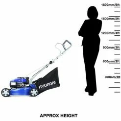 Petrol Lawnmower Hyundai HYM400P 79cc Push Rotary 7 Position Central Cutting Height Adjustment, 16 Inch 40 Centimetre Cutting Width, Steel Deck, Included Engine Oil, Blue -Hyundai Sales Shop 36731739 4