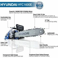 Hyundai HYC1600E 14" Corded Chainsaw 1600W 230V -Hyundai Sales Shop 39231495 3