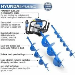 Hyundai HYEA5200X 52cc 2-stroke Petrol Earth Auger -Hyundai Sales Shop 39688460 4