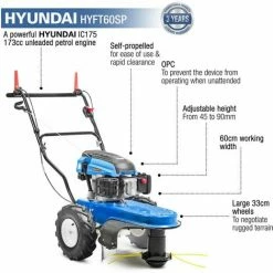Hyundai HYFT60SP 173cc 4-Stroke Petrol Self Propelled Wheeled Trimmer 60cm -Hyundai Sales Shop 42895570 5