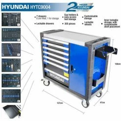 Hyundai HYTC9004 305 Piece 7 Drawer Mounted Tool Chest With Extra Storage Cupboard -Hyundai Sales Shop 47931040 5