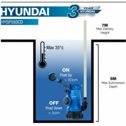 Water Pump Hyundai HYSP550CD 550W Electric Clean And Dirty Water Sub -Hyundai Sales Shop 57177433 3