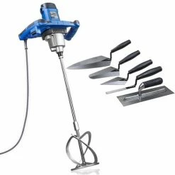 Hyundai HYPM1600E 1600W Electric Paddle Mixer With 5 Piece Trowel Set 230V/240V