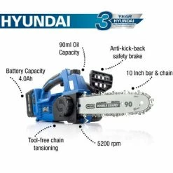 Hyundai Cordless Chainsaw; 20v Lithium Ion; Brushless; Li-ion | HY2190 -Hyundai Sales Shop 68147745 4